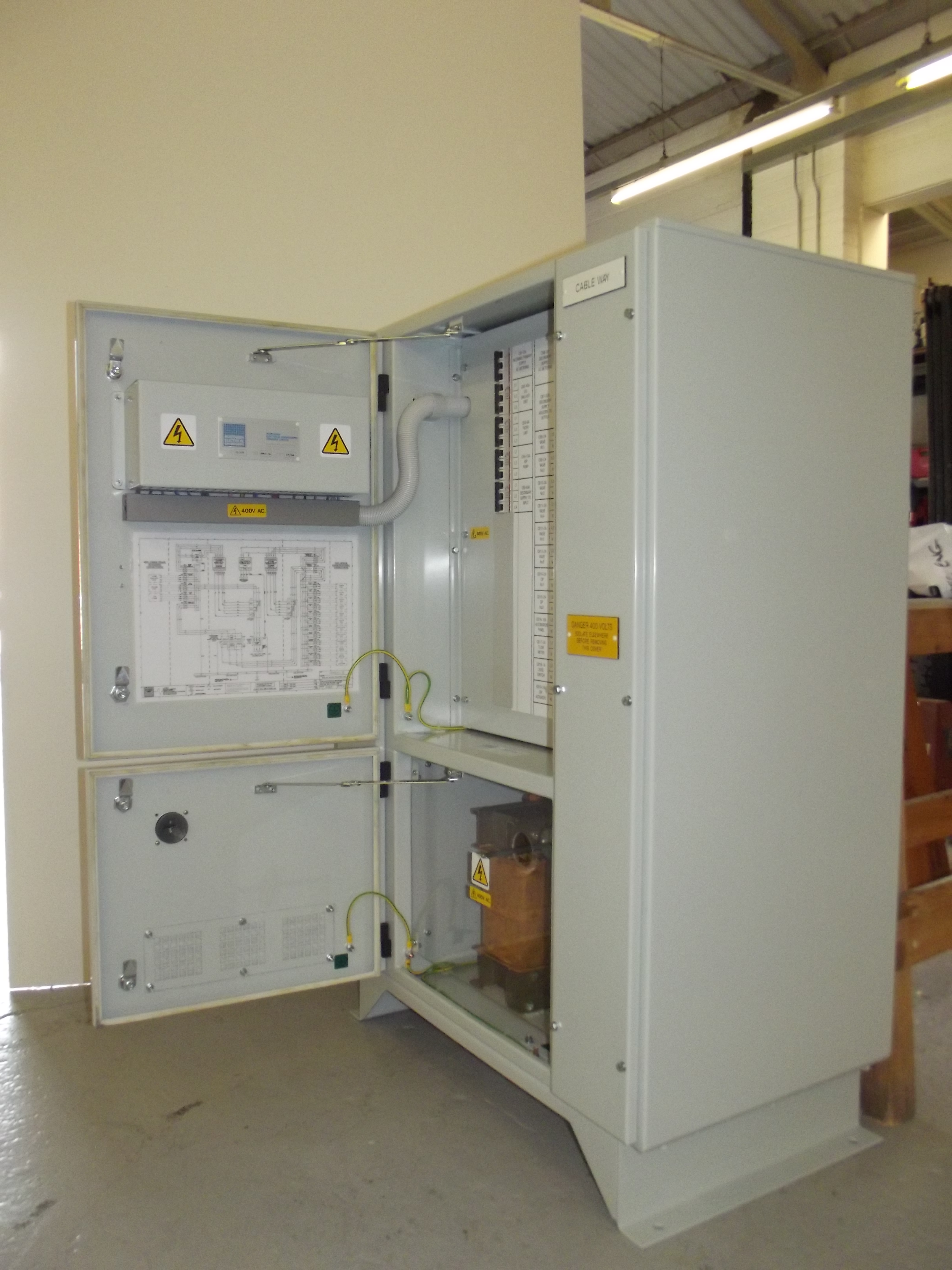 A generator control panel ready for testing